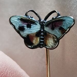 VINTAGE BUTTERFLY ENAMEL HAT/STICK PIN